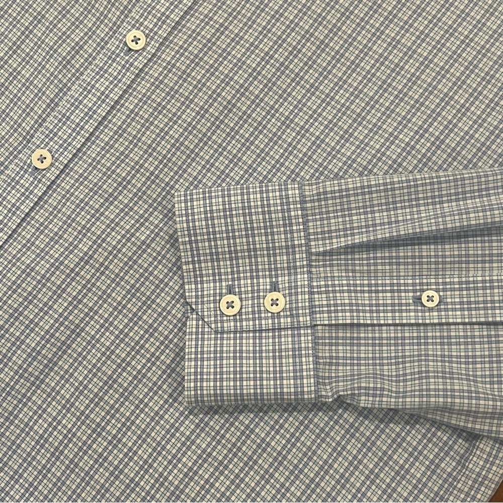 Zachary Prell Men’s Blue/White Check Long-Sleeve Button Up Dress Shirt XL